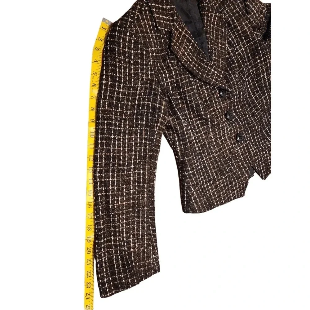 Coldwater Creek Women's Blazer Black with Gold Shimmer and White Size 4